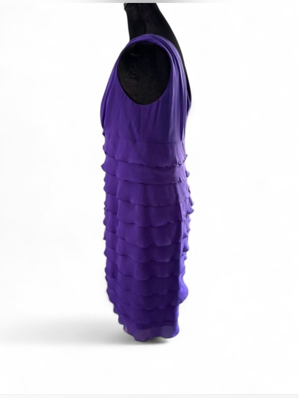 Jones New York Vibrant Purple Tiered V-Neck Midi Dress - Picture 3 of 6